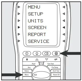 Test Equipment C165 - menu