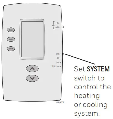 Honeywell Home resideo PRO 2000 Series Programmable Thermostat - Select the system setting