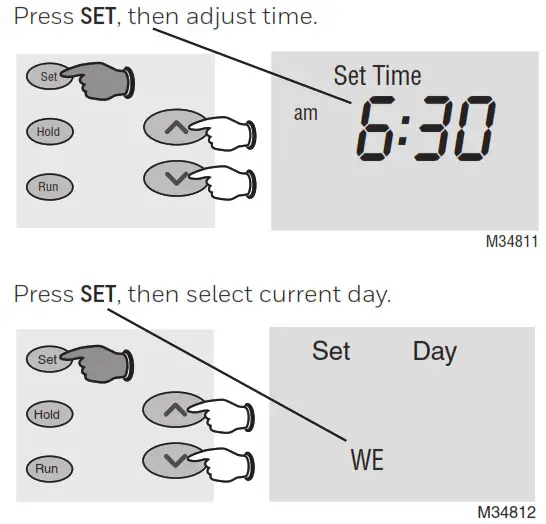 Honeywell Home resideo PRO 2000 Series Programmable Thermostat - Set the time and day