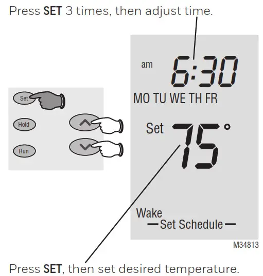 Honeywell Home resideo PRO 2000 Series Programmable Thermostat - To adjust program schedules