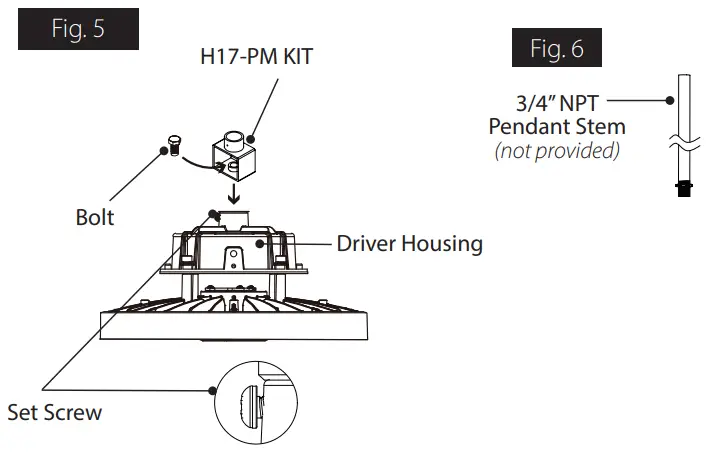 RAB H17 150W High Bay Fixtures - PENDANT MOUNTING