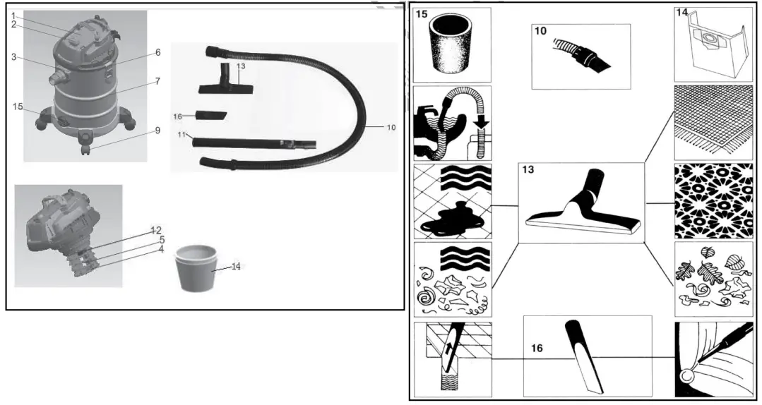 BORMANN BVC3410 Wet and Dry Vacuum Cleaner - Parts.
