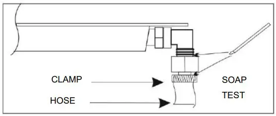 ELBA EGH-K8843G BK Built-In Hob Gas Stove Owner’s Manual - Apply soap test to joint on connector and hose
