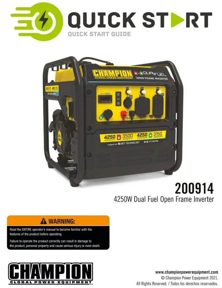 CHAMPION 200914 4250W Fuel Open Frame Inverter User Guide