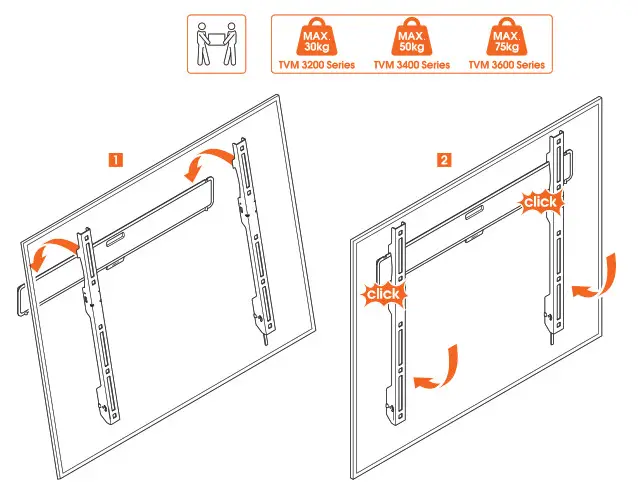 vogel s TVM 3200 Series Fixed TV Wall - Attach the TV to the wall mount 1