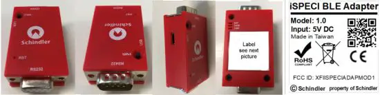 Schindler RS232 iSPECI BLE Adapter - Mechanical