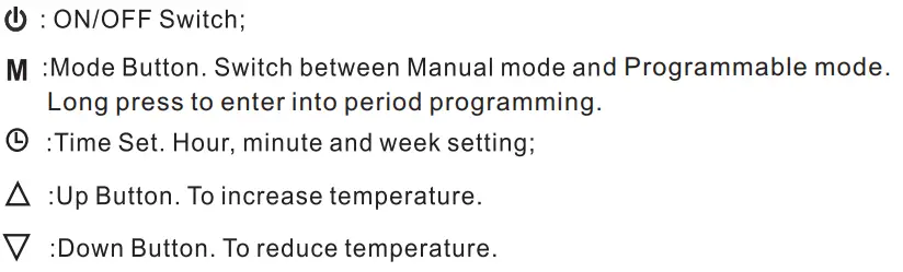 BEOK BOT-313W Series Boiler Thermostat User Guide - Main Button Instruction