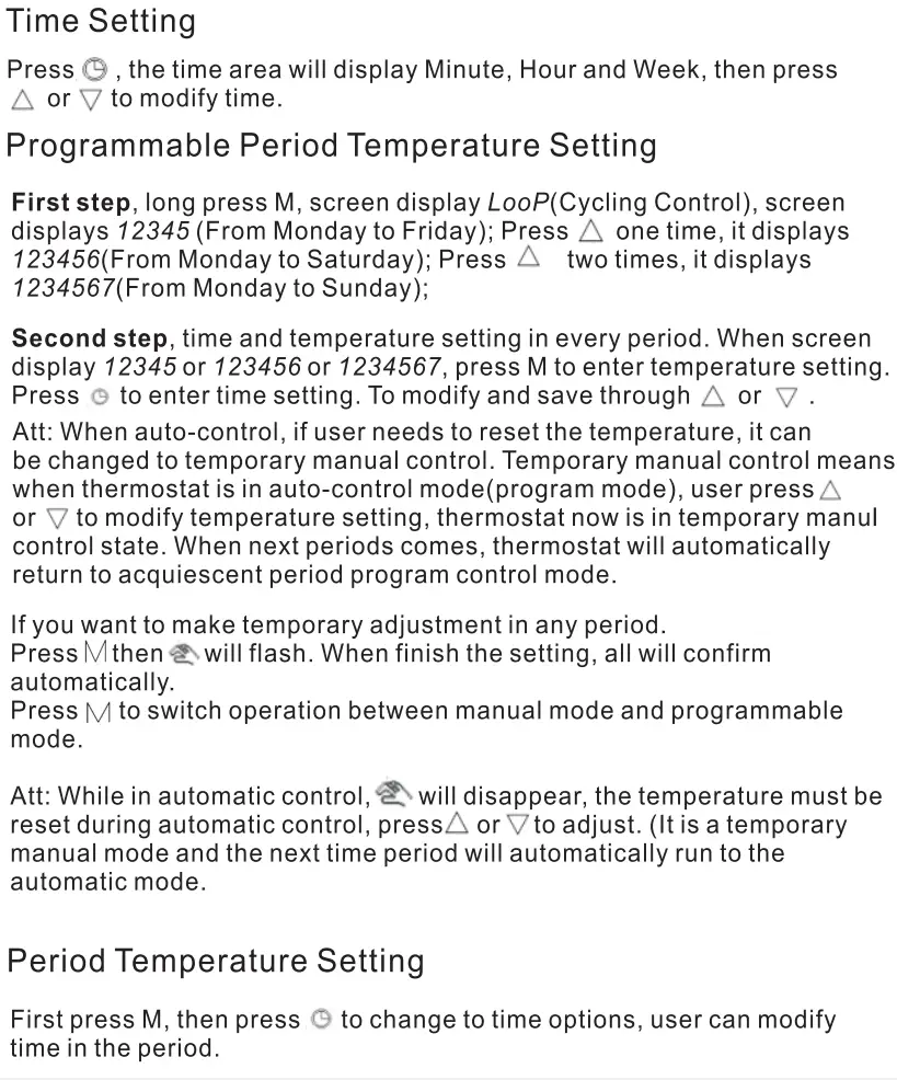 BEOK BOT-313W Series Boiler Thermostat User Guide - Operation Instruction
