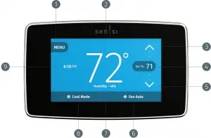 sensi Touch Smart Thermostat - BUTTONS AND ICONS