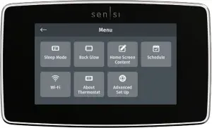 sensi Touch Smart Thermostat - Menu settings 1