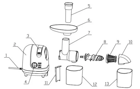 H Koenig hsx16 Slow Horizontal Juicer - figure 1