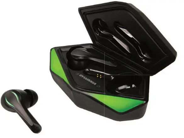 SYLVANIA SBTG133 TWS Bluetooth Gaming Light Up Earbuds-feature