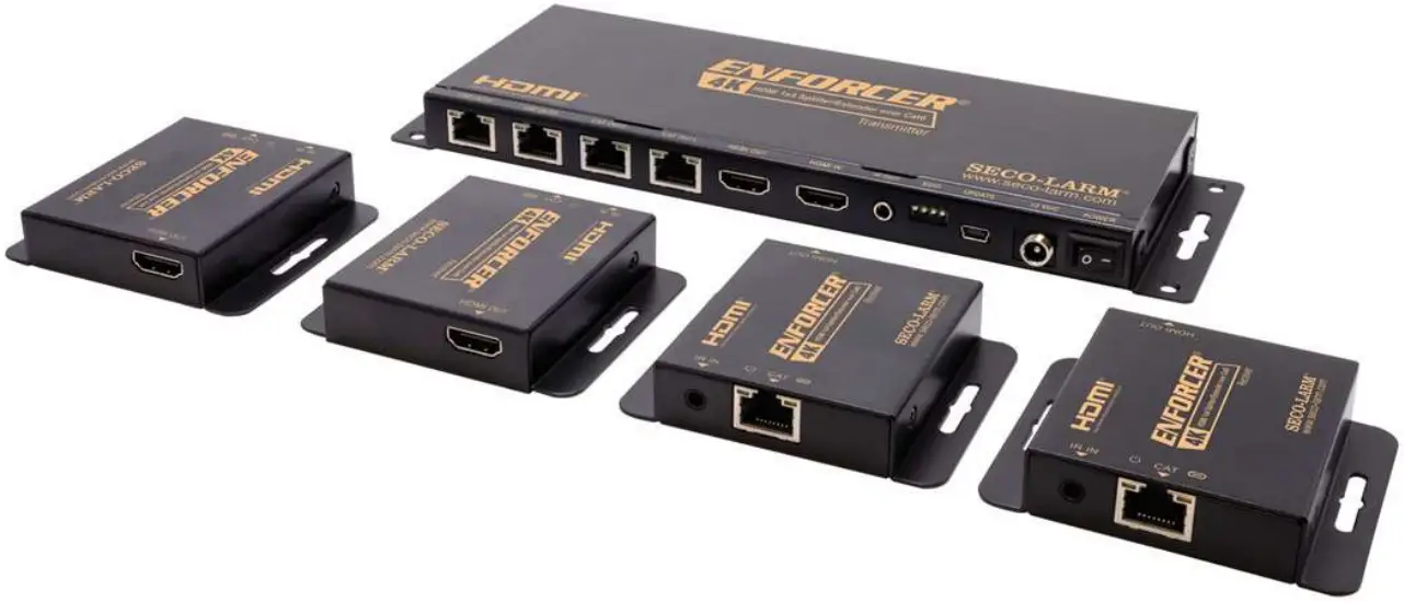 SECO-LARM MVE-AH1E4-42NQ Enforcer 4K HDMI 1x4 Splitter or Extender Over Cat6