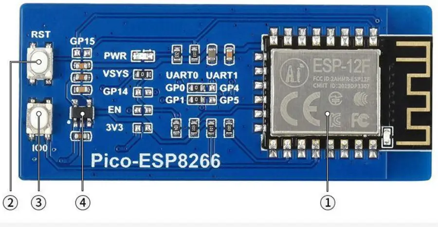 WAVESHARE ESP8266 WiFi Module for Raspberry Pi Pico - Board
