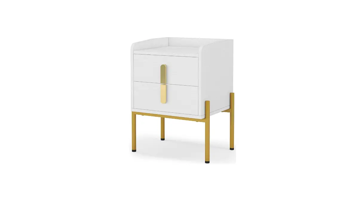 Tribesigns Ct-xk0008 White Gold Wood 2-drawer Nightstand Bed Side Table Instruction Manual