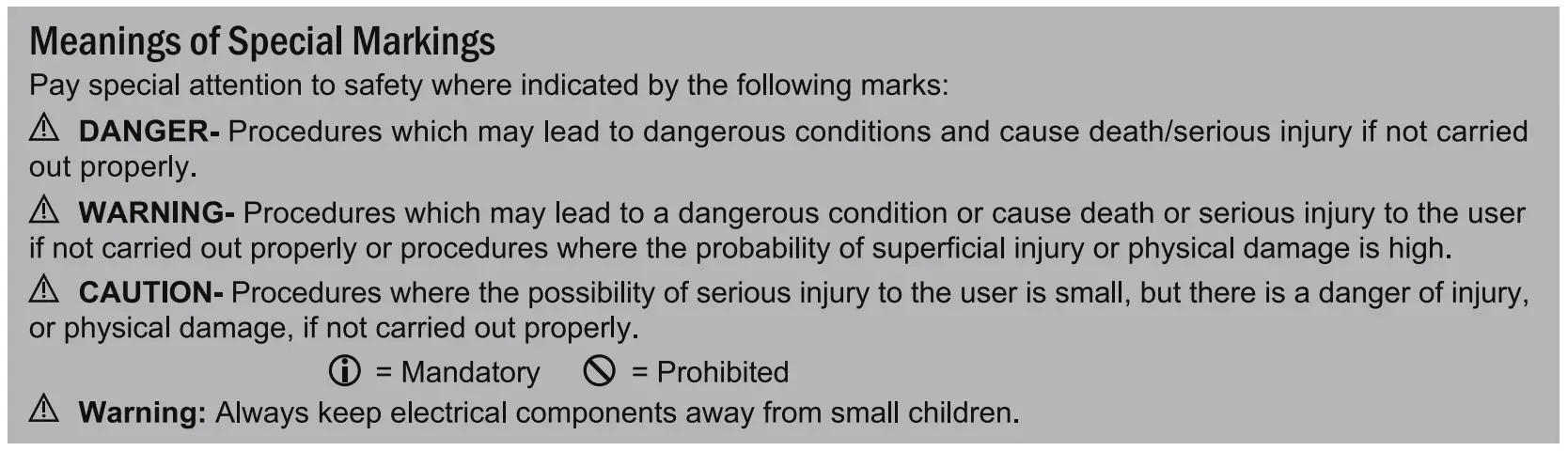 Meanings of Special Marking