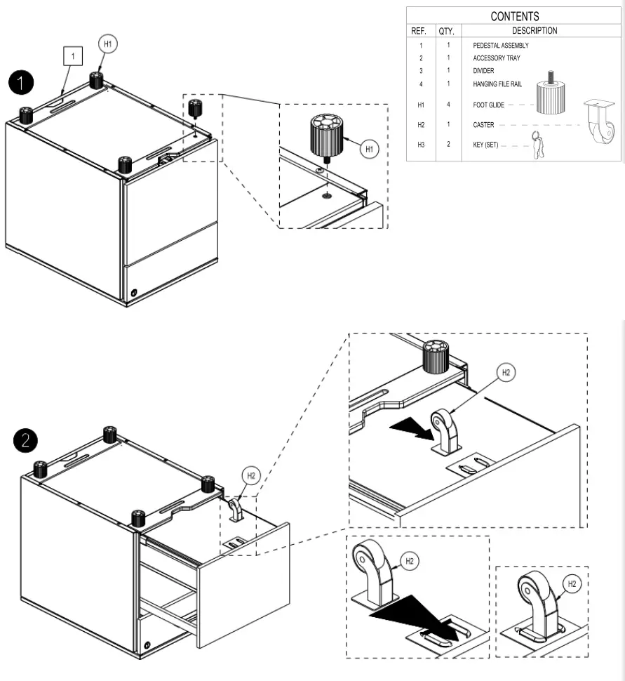 GLOBAL INDUSTRIAL 694950 2 Drawer Low File Cabinet - 1