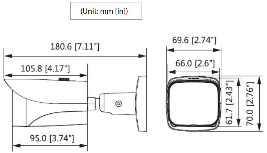 dahua HD IR Mini Bullet Network Camera - Dimension