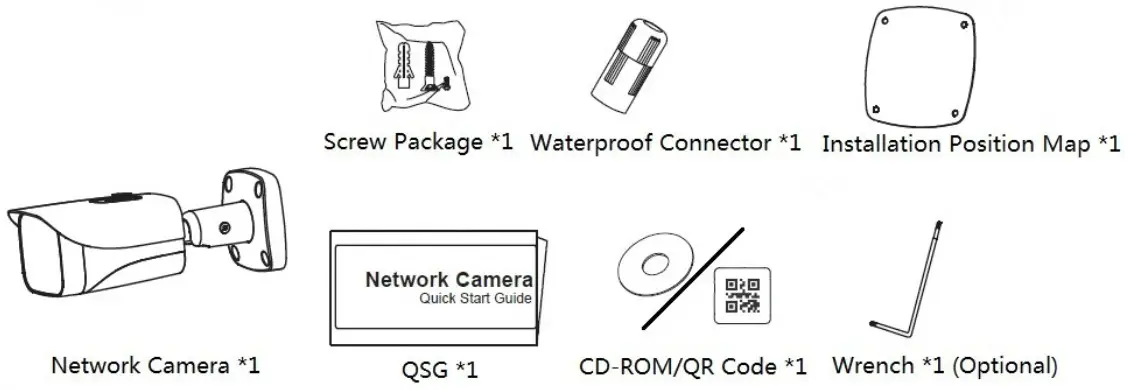 dahua HD IR Mini Bullet Network Camera - Packing List