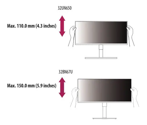 LG LED Monitor applies LCD screen with LED backlights - Adjusting the Stand Height