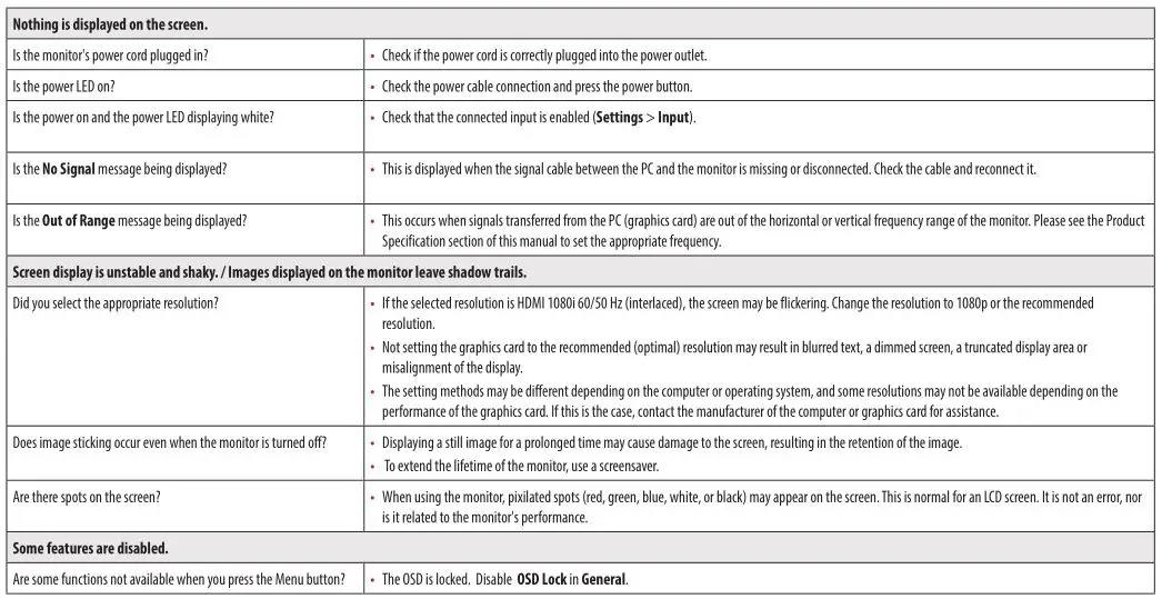LG LED Monitor applies LCD screen with LED backlights - TROUBLESHOOTING