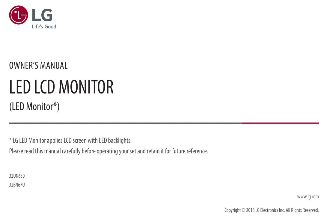 LG LED Monitor applies LCD screen with LED backlights User Manual