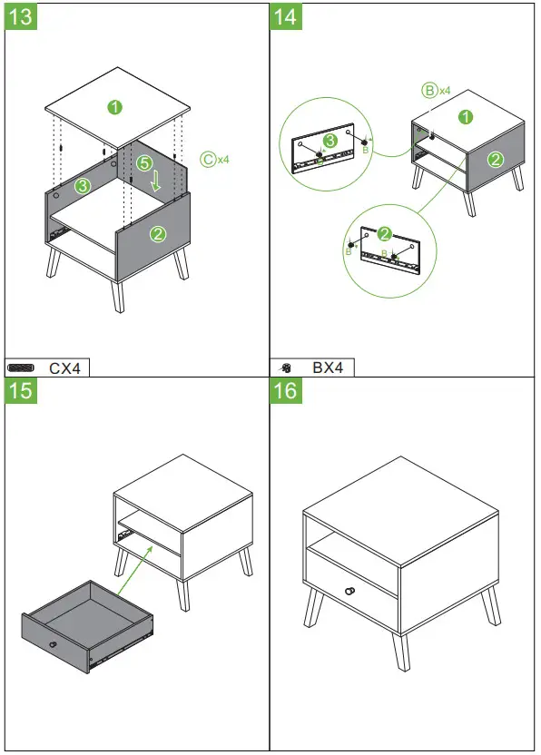 URTR HY01643Y Elegant 1 Drawer White Nightstand Side Table - fig8