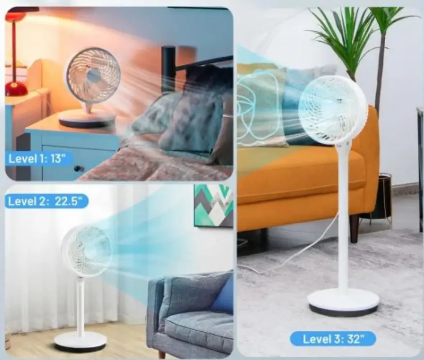 Aoibox HDDB645 Adjustable Height 9 in. 3 Speed White Portable Oscillating Pedestal Fan - Figure 1