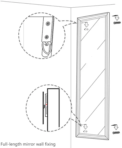 Full-length mirror wall fixing