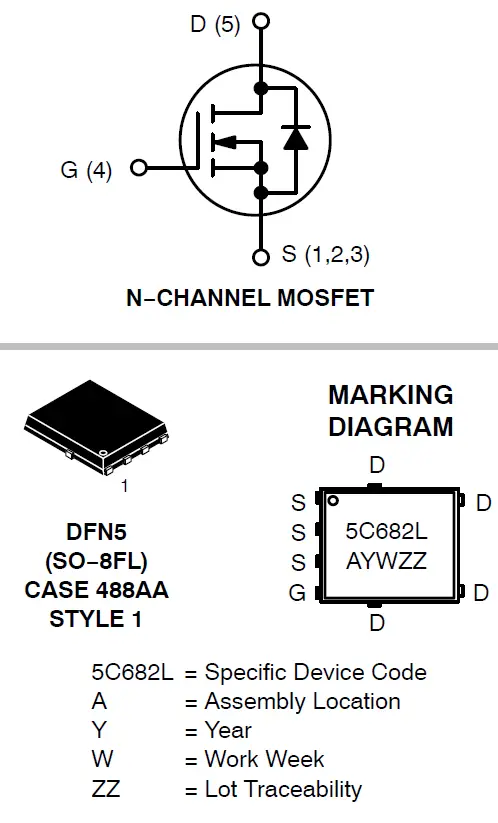 onsemi NTMFS5C682NL N-Channel MOSFET 1
