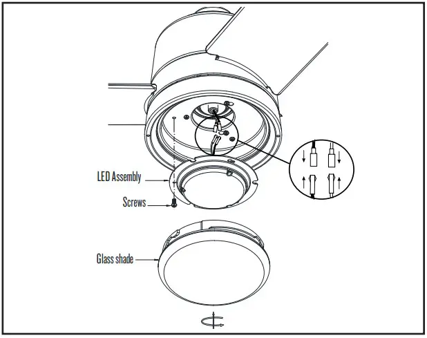 INSTALLING THE LED ASSEMBLY AND GLASS SHADE