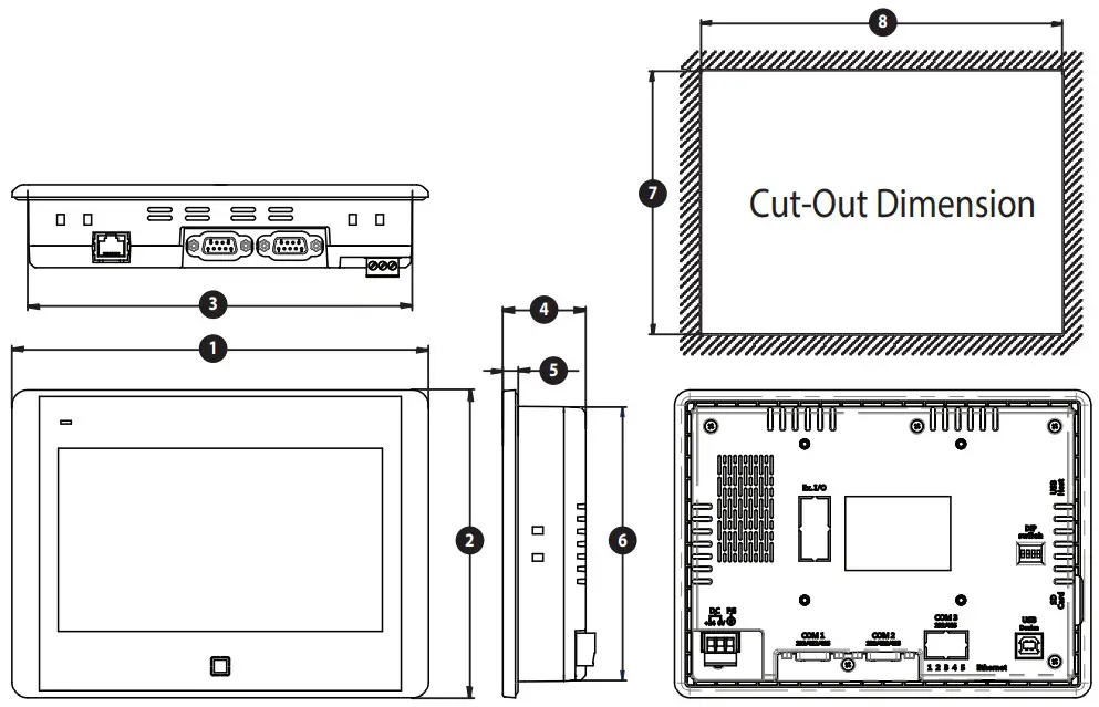 NOVAKON N07 HMI Intelligent IIoT Gateway - Dimension