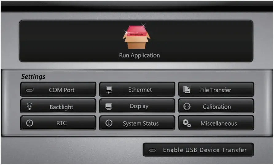 NOVAKON N07 HMI Intelligent IIoT Gateway - System Menu Screen