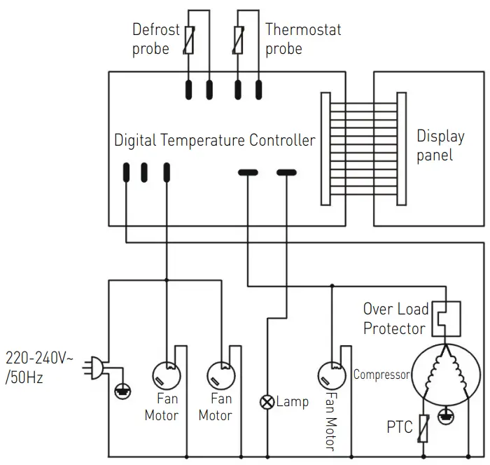 Arktic 233269 4 Shelves Refrigerated Display Cabinet -Circuit diagram