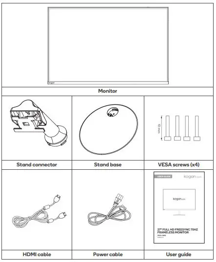 kogan KAMN27LSC 27 Inch Full HD Freesync 75Hz Frameless Monitor fig1