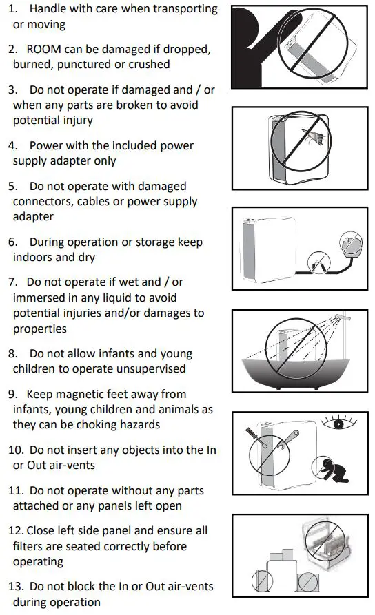airkave AHD01 Room Air Sanitizer Instruction Manual - SAFETY PRECAUTIONS