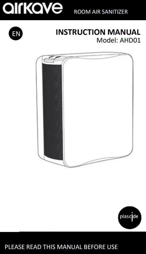 airkave AHD01 Room Air Sanitizer Instruction Manual