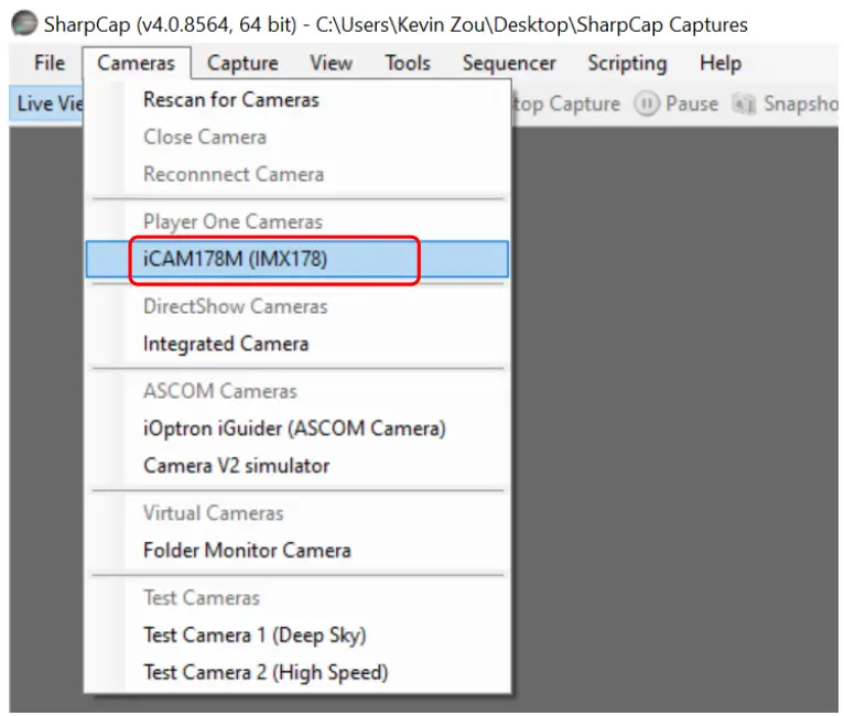 iOptron iCAM464C Planetary Camera-Software