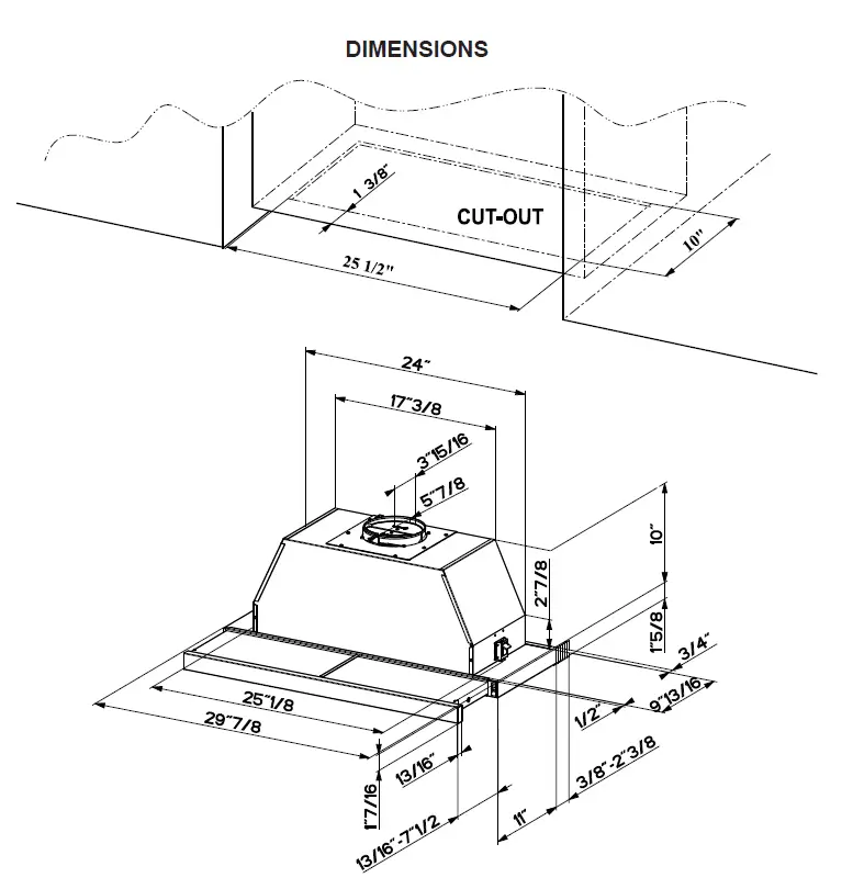 BERTAZZON-KTV30XV-Wide-Under-Cabinet-Range-Hood-FIG 1