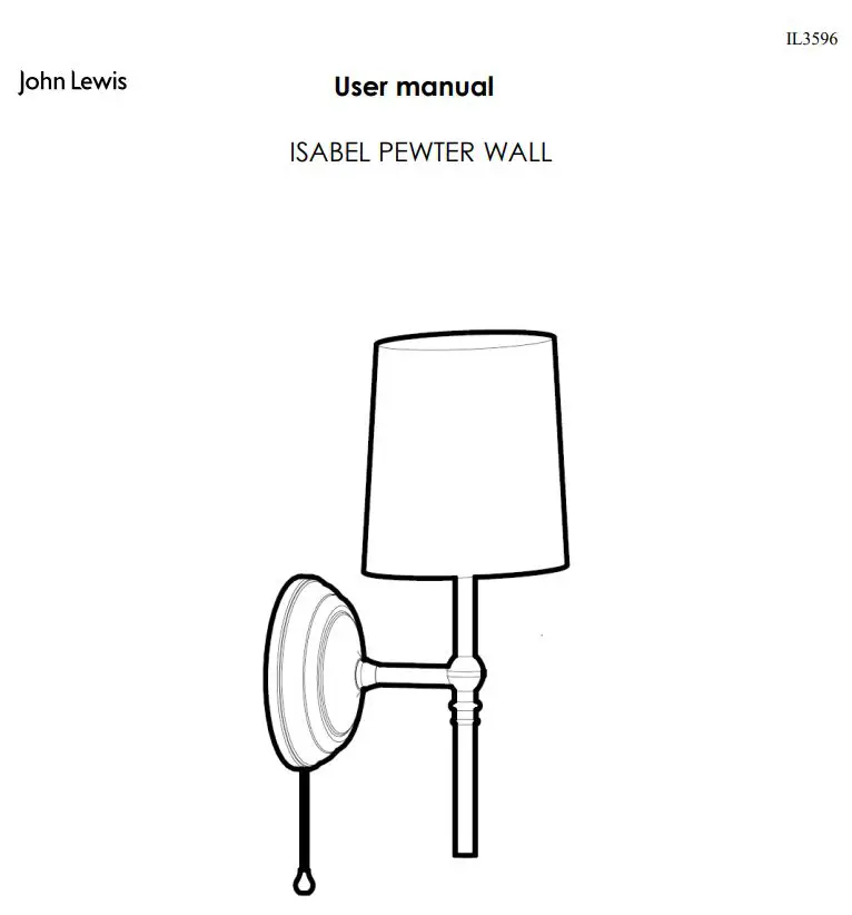 Johan Lewis Isabel Pewter Wall User Manual