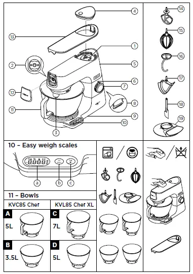 KENWOOD TYPE KVL85 Titanium Chef Baker Xl Planetary 7-FIG-1