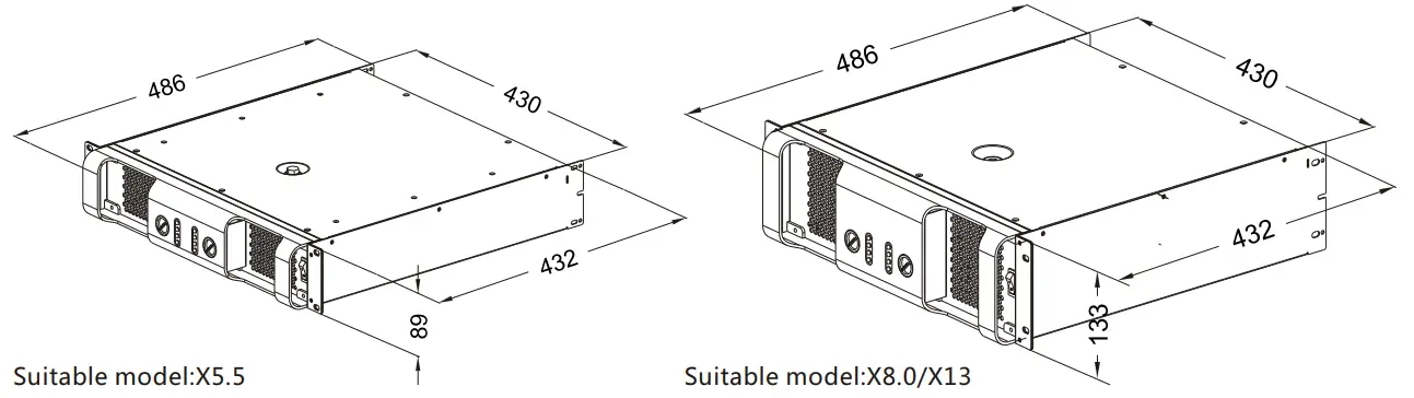 SOUNDARD X Series Power Amplifier - Product dimension