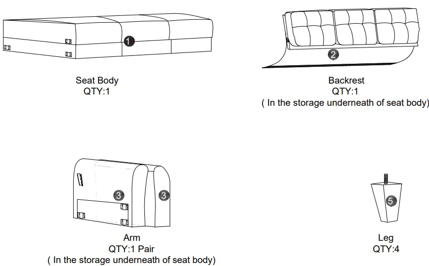 Polibi CB-2PLGLS-13 Round Arm Linen Straight Sofas Living Room Set-fig10