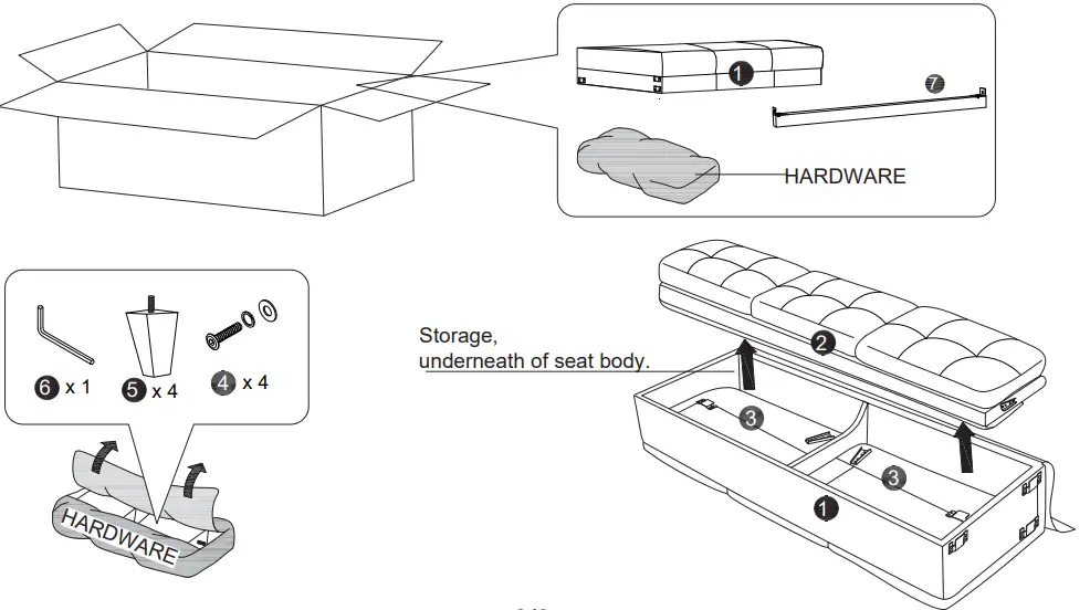 Polibi CB-2PLGLS-13 Round Arm Linen Straight Sofas Living Room Set-fig11