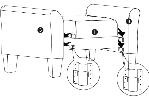 Polibi CB-2PLGLS-13 Round Arm Linen Straight Sofas Living Room Set-fig5