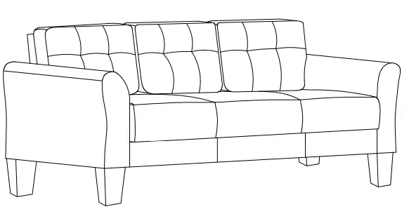 Polibi CB-2PLGLS-13 Round Arm Linen Straight Sofas Living Room Set-fig9