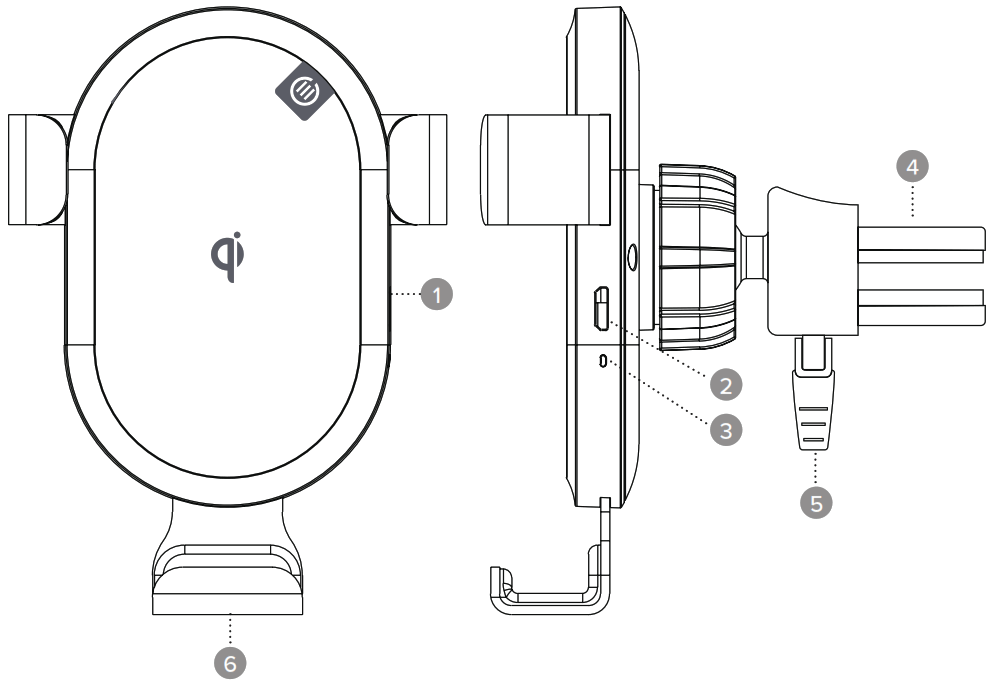 ALOGIC Air-Vent Mount Wireless Charger - Physical Layout