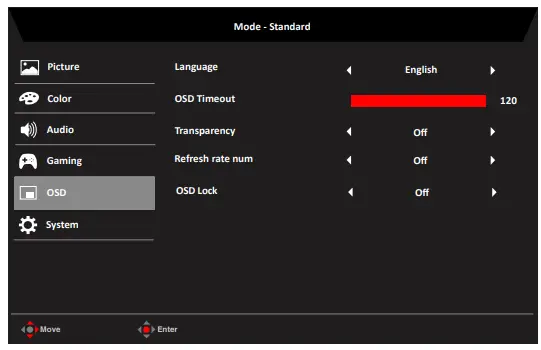Acer LCD Monitor - OSD