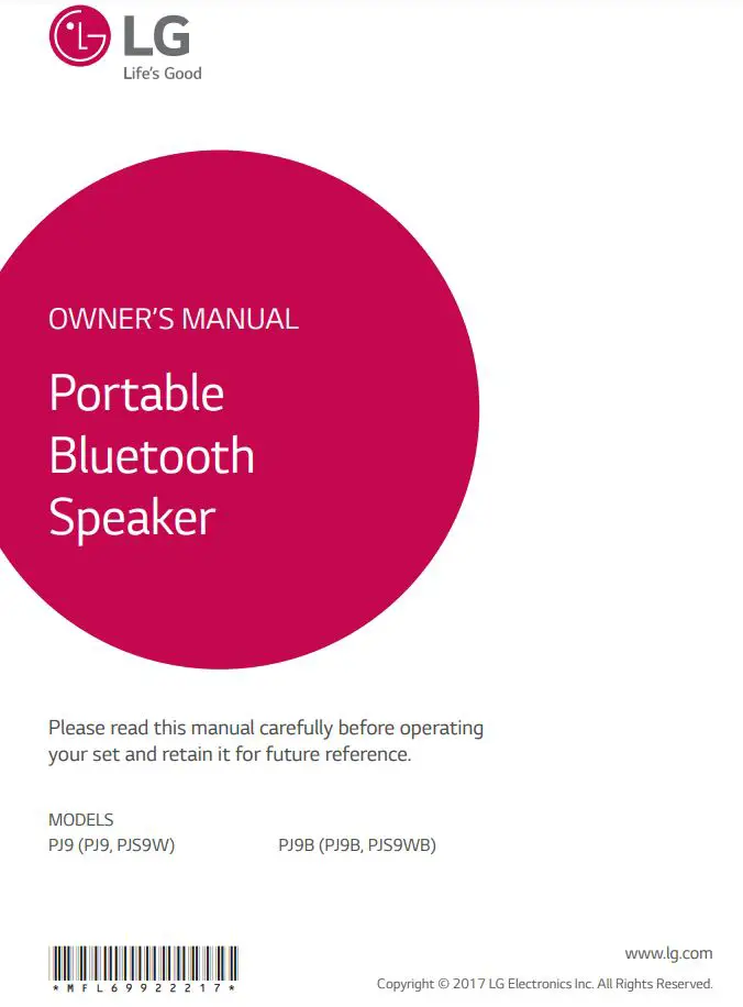LG Portable Bluetooth Speaker Owner’s Manual