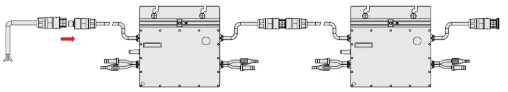 hoymiles HM 800 Series 2 to 1 Micro Inverter - cable to the AC male